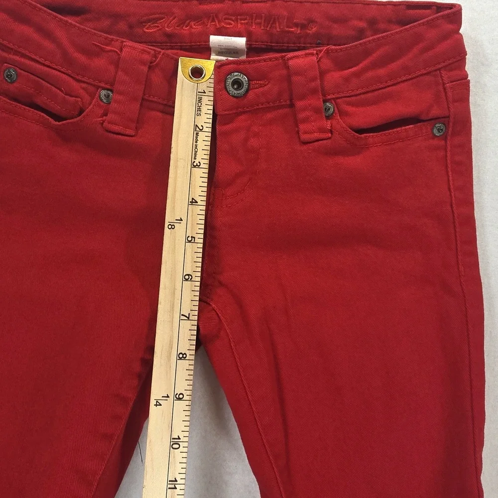 Blue Asphalt Red Skinny Jeans Womens Size 1 Low Rise Stretch Denim Pants